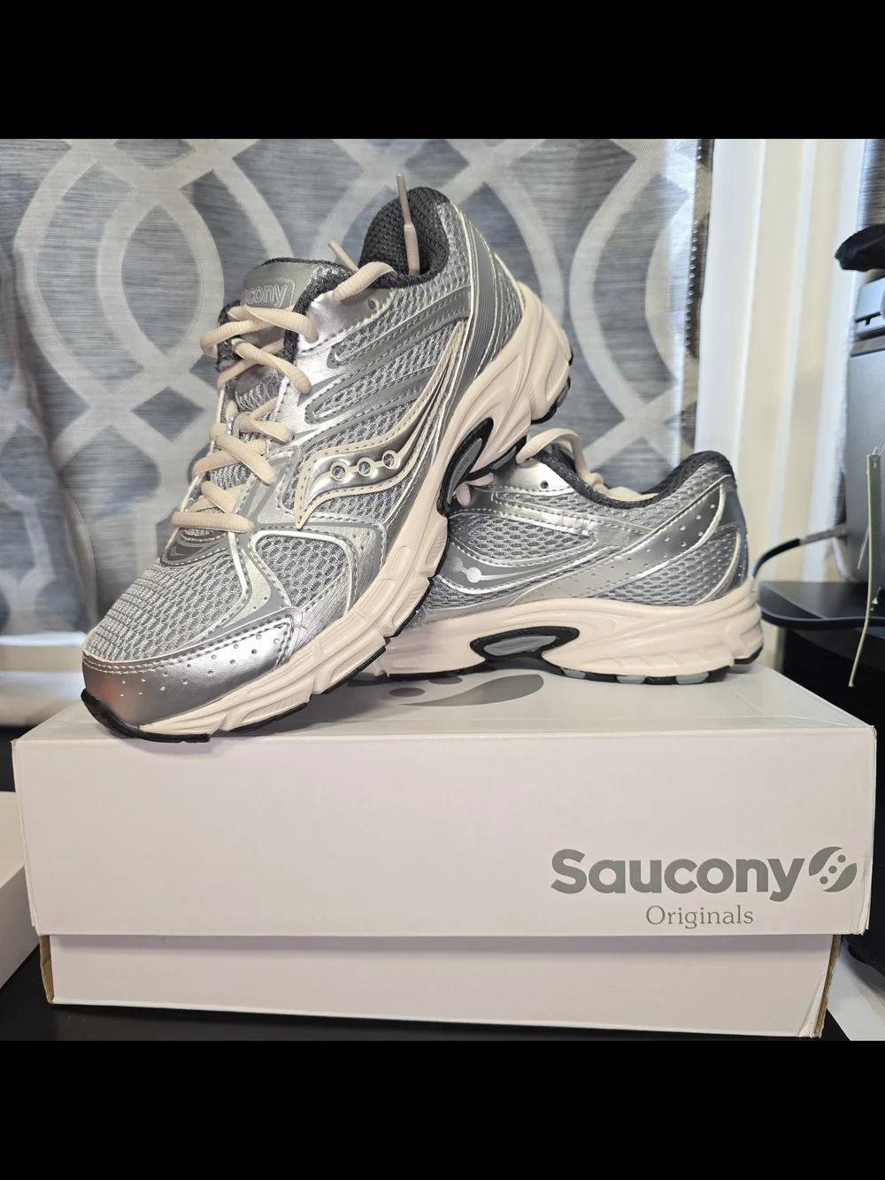 Saucony Women's Silver Mesh Running Sneakers